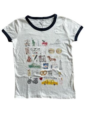 NWOT J.Crew Factory New York City NYC Icons Collector T-Shirt Navy Ivory